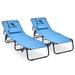 Arlmont & Co. 2PCS Beach Chaise Lounge Outdoor Chair Adjustable Face Down Tanning Outdoor Chair w/Face Hole & Removable Pillow, Steel in Blue | Wayfair