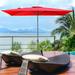 Latitude Run® Ricmond 118.5" x 98.5" Rectangular Beach Umbrella w/ Crank Lift Counter Weights Included in Red | 79 H x 118.5 W x 98.5 D in | Wayfair