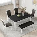 Gracie Oaks 6-Piece Dining Table Set Wood in Gray/White | 30 H x 36 W x 60 D in | Wayfair F4B89DA951754F4C96E35005F05512B3