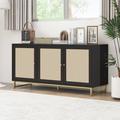Latitude Run® 3 Door Storage Cabinet for Living Room Wood/Metal in Black | 23.23 H x 47.25 W x 15.75 D in | Wayfair