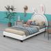 Red Barrel Studio® Size Upholstered Leather Platform Bed w/ Rabbit Ornament in White | Twin | Wayfair 6086812121414CFA81377B3E0AFECB15