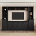 Wenty Minimalist Entertainment Wall Unit Set w/ Bridge For Tvs Up To 75", Ample Storage Space TV Stand w/ Adjustable Shelves | Wayfair