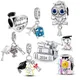 2024 Hot Selling Graduation Season Series Bachelor's Hat Handbag Charm Pearl Fit Original Pandora