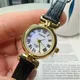 Women Quartz Watch Luxury Fashion Gold Case White Golden Dial Female Leather Strap Reloj Niche