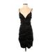 Jump Apparel by Wendye Chaitin Cocktail Dress - Bodycon V Neck Sleeveless: Black Print Dresses - Women's Size 5