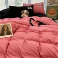Ins Princess Pink Big Eye Solid Color Bedding Set Girls Boy Double Size Flat Sheet Duvet Cover