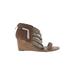 JG Wedges: Tan Print Shoes - Women's Size 7 1/2 - Open Toe