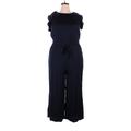 Ann Taylor LOFT Jumpsuit Crew Neck Sleeveless: Blue Solid Jumpsuits - Women's Size 14