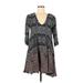 Ecote Casual Dress: Gray Damask Dresses - Women's Size Medium