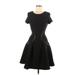 Badgley Mischka Casual Dress - Mini Scoop Neck Short sleeves: Black Print Dresses - Women's Size X-Small