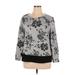 Croft & Barrow Pullover Sweater: Gray Floral Tops - Women's Size X-Large
