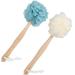 Pack Loofah Sponge Back Scrubber Long Handled Sponge Mesh Pouf Shower Brushes for Women&Men Bathroom Spa Massage Shower Accessories for Men & Women Blue&White