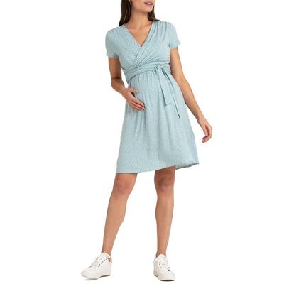 Sage Dot Faux Wrap Maternity/nursing Dress