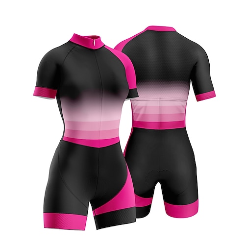 Damen Triathlonanzug Kurzarm Triathlon Sommer Frühling Herbst Silber Dunkelgrau Waldgrün Grafik Fahhrad Radfahren Fitness, Laufen Yoga Elastisch Ganzkörper Lycra Sport Bekleidung Image