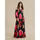 Women's Casual Dress Print Dress Smock Dress Floral Backless Shirred Off Shoulder Long Dress Maxi Dress Elegant Boho Vacation Beach Long Sleeve Fall Winter