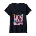 Damen Best Mum in the Galaxy - Muttertagsgeschenk - Mum Cute T-Shirt mit V-Ausschnitt