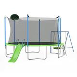Capri Tranpoline 12FT Tranpoline for Kids and Adults 260LBS Tranpoline with Basketball Hoop Enclosure Net Back Yard Recreational Tranpolines with Ladder Slide and Swings