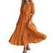 HaHaHappy Rompers for Women Casual Built In Shorts Open Back Womens Tennis Dress Round Neck Sleeveless Jumpsuits for Women Solid Color Casual Summer Womens Athletic Dress Saffron 2XL