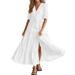 HaHaHappy Womens Rompers for Summer Open Back Built In Shorts Tennis Dress Round Neck Sleeveless Jumpsuits for Women Casual Solid Color Clearance Holiday Womens Athletic Dress White S