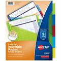 Avery Dividers for 3 Ring Binders 5 Tab Binder Dividers Plastic Binder Dividers with Pockets Insertable Big Tabs Multicolor Works with Sheet Protectors 1 Set (11902) 5 Tabs