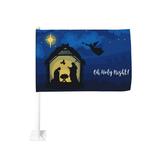 Christian Christmas Nativity Scene O Holy Night Car Flags Window Clip Without Flagpole Double Sided 12 x 18 Inches Banner for Car Decoration Patriotic Sports Events Parades