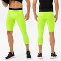 Basketball Sport Leggings Mens 3/4 One Leg Compression Tights Basketball Pants Running Fitness Exercise Cycling Leggings M green