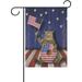 Bestwell Beige Cat Patriot With American Donut Garden Flag 12 x 18 Inch Vertical Double Sided Welcome Garden Flag Seasonal Holiday Outdoor Decorative Flag for Patio Lawn Home Decor Farmhouse P