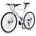 24 Speed Road Bike Hybrid Bike with Aluminum rims TEC chain and 700*25C High-performance tyres good riding experienceï¼ŒMountain bike for Student Adultï¼ŒWhite