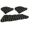 Jordan Manufacturing 3-Piece Platt Ink Black Stripe Tufted Outdoor Cushion Set with 1 Wicker Bench Cushion and 2 Wicker Seat Cushions