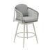 Rhodes Outdoor Patio Swivel Bar Stool in Aluminum with Light Gray Rope and Cushions