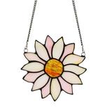 Sunflower Stained Glass Window Pendant Sunflower Wind Chime Decoration Stained Glass Sunflower Pendant Metal Wind Chime With Chain For Home Garden Backyard (C)