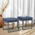 YFbiubiulife Outdoor Ottomans for Patio Assembled Aluminum Outdoor Footstool with Grey Cushions Small Seat for Garden Yard Deck Poolside Dark Grey Frame