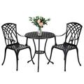 Danolapsi 3-Piece Outdoor Rust-Resistant Cast Aluminum Patio Bistro Set Cast Aluminum Patio Bistro Set with Umbrella Hole Patio Table and Chairs Outdoor/Indoor Use for Garden Backyard Patio Balcony