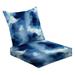 2-Piece Deep Seating Cushion Set water pattern art colorful sea waves blue abstract watercolor paint Outdoor Chair Solid Rectangle Patio Cushion Set