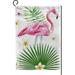 Hidove Garden Flag Single Pink Flamingo and Tropical Leaves House Sports Flags 12x18 in Polyester Decorative Flags for Courtyard Garden Flowerpot