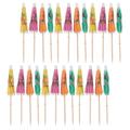 Ornament Fruit 40 Pcs Umbrella Picks Hawaiian Decor Cake Sticks Drinks Bamboo Pool Party