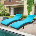 YZboomLife Patio Chaise Lounge Chair Outdoor Reclining Chaise with Adjustable Backrest PE Rattan Steel Frame Pool Lounge Chair