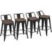 YZboomLife 30 Metal Barstools Set of 4 Height Stools with Wooden Top Low Back Industrial Stools Metal Stool for Indoor-Outdoor Counter Stools with Wooden Seat Matte Black