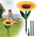 kosheko Outdoor Sunflower Standing Bird Feeder Outdoor Bird Bathtub Bird Feeder Bowl Bird Feeder Flower Shaped Bird Feeder Tray Garden Decoration Stake Bird yellow