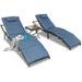 YZboomLife Patio Chaise Lounge Patio Lounge Chairs Set of 3 Outdoor Patio Chairs Sun Chaise Lounge for Backyard Pool Balcony (Peacock Blue)