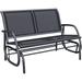 YZboomLife 2-Person Outdoor Glider Bench Patio Double Swing Rocking Chair Loveseat w/Powder Coated Steel Frame for Backyard Garden Porch Black