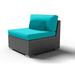 YZboomLife Outdoor Patio Espresso Brown Wicker Sofa Middle Chairs (turquoise-2pcs)