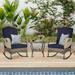 YZboomLife 3 Pieces Patio Set Outdoor Rocking Chairs Wicker Cushioned Patio Rocker with for Porch Garden Poolside & Deck Blue