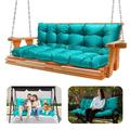 Porch Swing Cushion Waterproof Bench Cushion for Outdoor Furniture with Backrest Thickened Swing Cushions 2-8 Seater Replacement with Ties for Porch Patio Outdoor Backyard and Garden