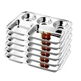 Stainless Steel Partition Plate 5 in1/Bhojan Thali/Compartment Plate/Steel Thali/Dinner Plate Set of 6
