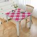 Buffalo Plaid Fitted Polyester Tablecloths Square Red White Love Plaid Elastic Edge Decorative Table Cover Oil & Dust Proof Washable Table Cover For Family Festival BBQ Party Use