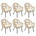 Dextrus Rattan Wicker Patio Chairs Set of 6 Bistro Chairs With Cushions Sectional Conversation Set for Patios Backyard Balcony Garden Lawn