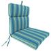 Jordan Manufacturing 44 x 22 Sanders Puff Blue and Green Stripe Rectangular Outdoor Chair Cushion with Ties and Hanger Loop