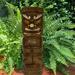 12 H Solar Makaha Friki-Tiki Table Top Pathway Full Body Totem Pole Wooden Tribal Painted Accent Bamboo Finish Garden Statue