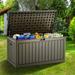 Dextrus 90 Gallon Resin Deck Box Outdoor Storage Boxes for Patio Furniture Garden Tools Lockable & Waterproof Light Brown